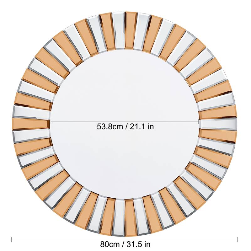 Round Goldtone Sunburst Wall Accent Mirror