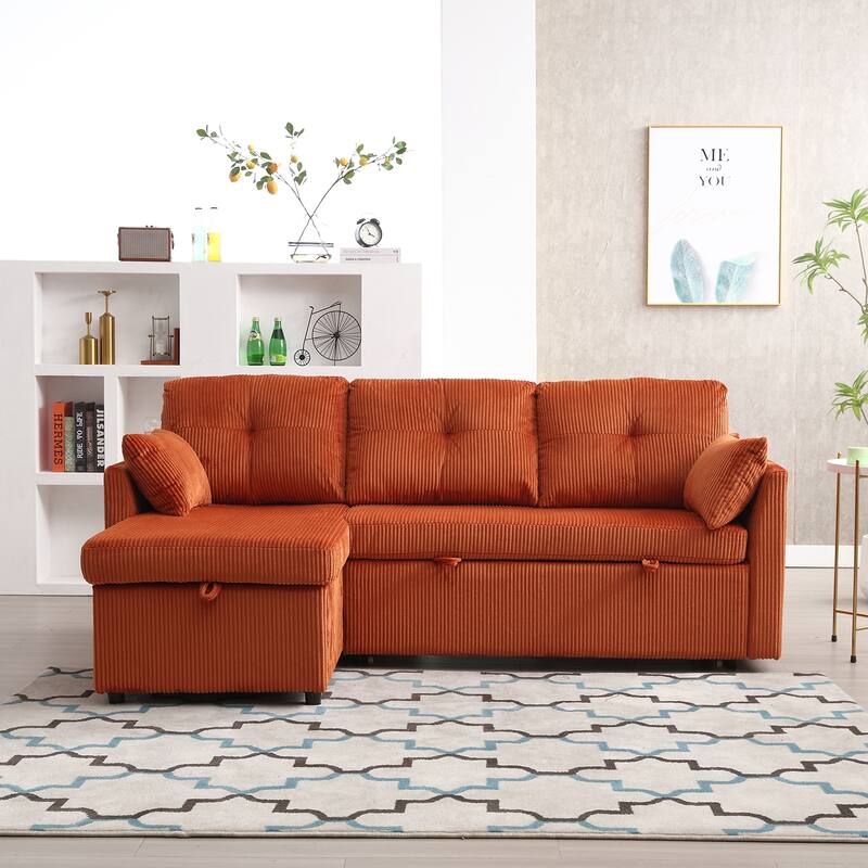Modular Sectional Sofa L Shaped Modular Couch with Reversible Chaise - Orange