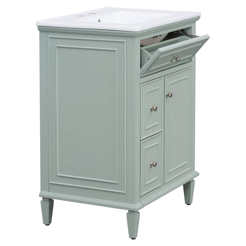 24" Bathroom Vanity with Sink Bathroom Storage Cabinet with One Flip Drawer and Two Drawers, Adjustable Shelf