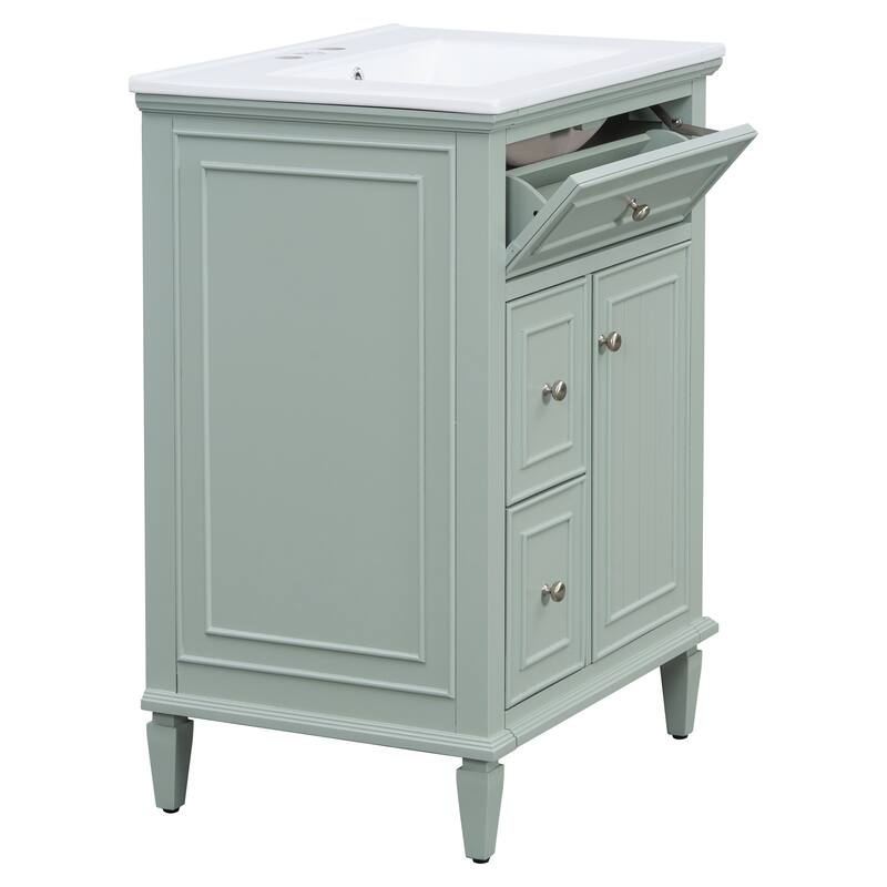 Roomfitters 24" Bathroom Vanity with Sink, Solid Wood Frame, Flip Drawer, 2 Side Drawers & Adjustable Shelf