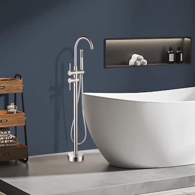 Topcraft Floor Mounted Bathtub Filler with Handheld Showerhead