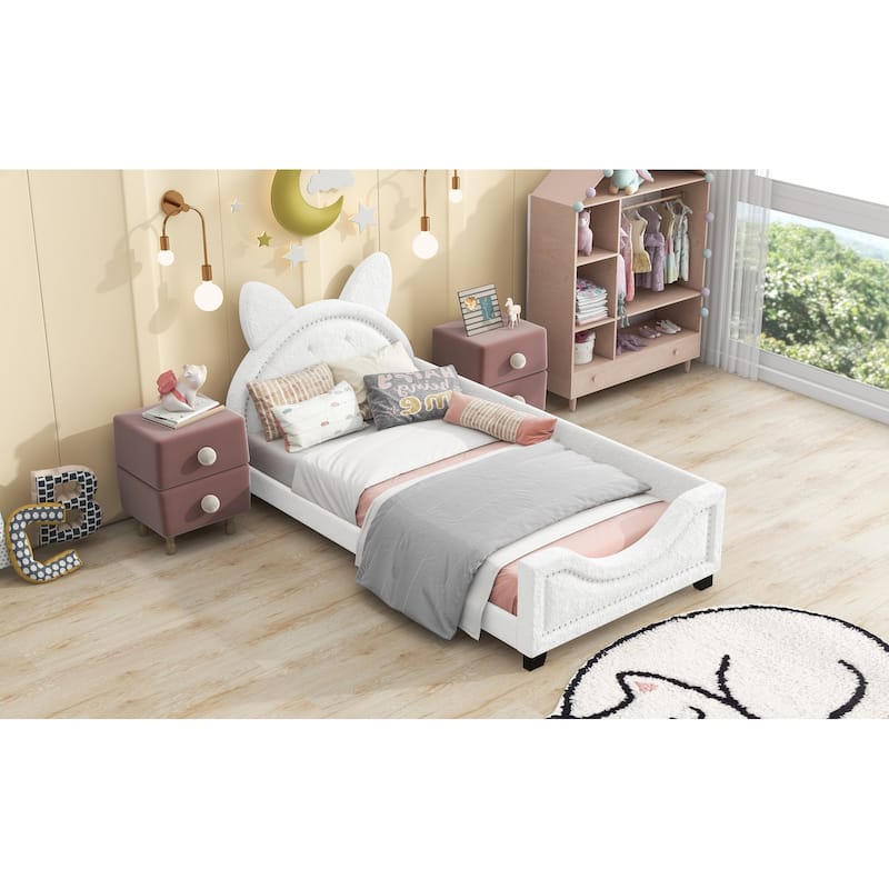 Upholstered Daybed with Carton Ears Shaped Headboard