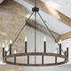 Acroma 12 Light 40 In Modern Farmhouse Wagon Wheel Chandelier-UL - Weathered Walnut