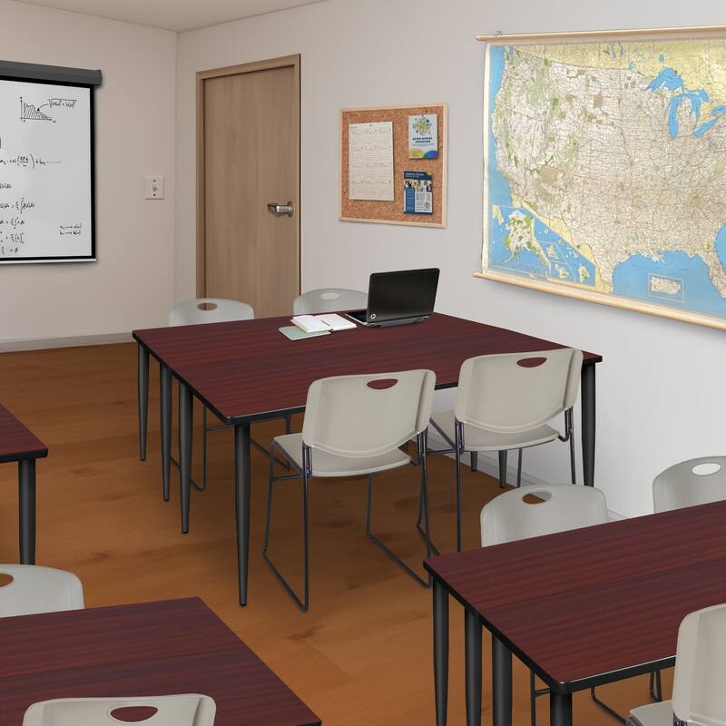 48 x 24 in. Training Seminar Table- Mahogany Top, Black Tapered Legs