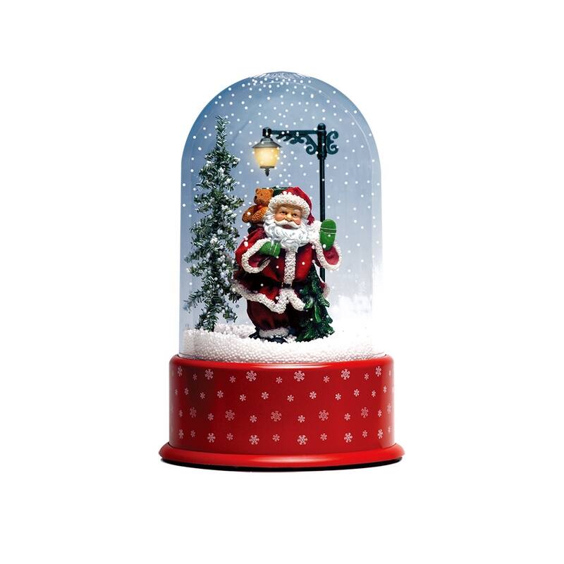 11.75" Lighted Santa with Street Light Snowing Christmas Globe