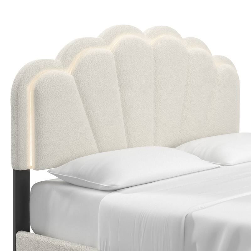 Wacissa LED Headboard Boucle Queen Platform Bed by iNSPIRE Q Modern