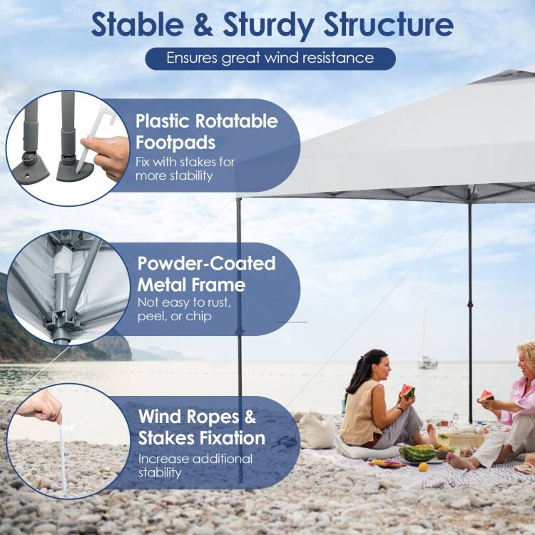 10 x 10 Feet Foldable Outdoor Instant Pop-up Canopy with Carry Bag - 10 x 10 x 6.3-9.4 ft