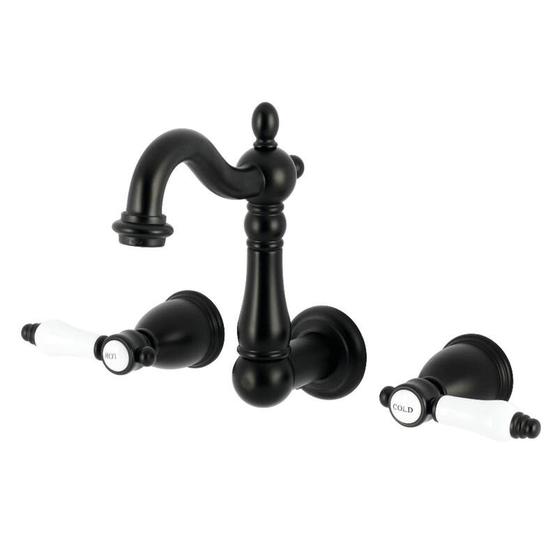Kingston Brass Bel-Air Double-Handle Wall Mount Bathroom Faucet - Matte Black