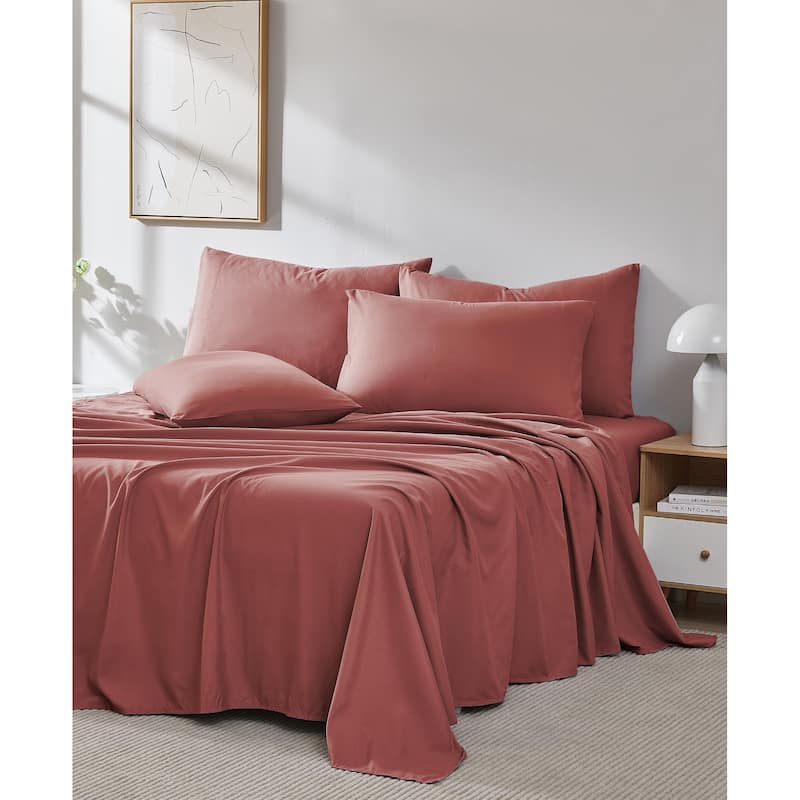 Vilano 6-piece Ultra Soft Extra Deep Pocket Bed Sheet Set - Marsala - Twin
