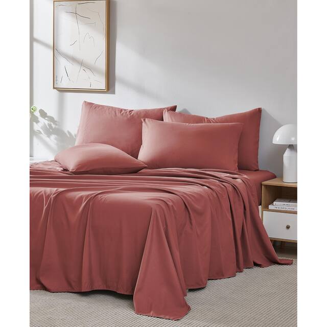 Vilano Series Extra Deep Pocket 6-piece Bed Sheet Set - King - Marsala