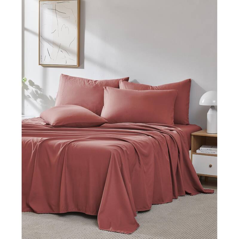 Vilano Series Extra Deep Pocket 6-piece Bed Sheet Set - Marsala - King