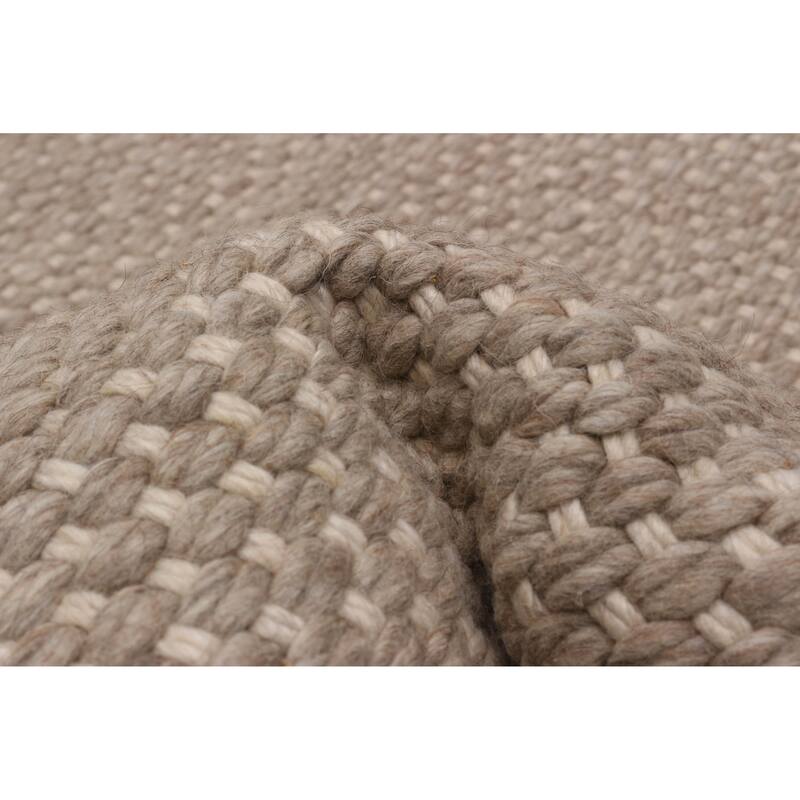 ECARPETGALLERY Braid weave Sienna Taupe Wool Rug - 5'0 x 8'2