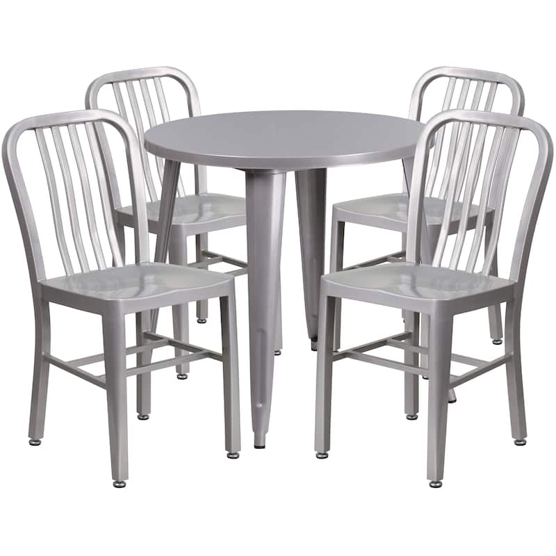 30-inch Round Metal Table and Chairs 5-piece Set