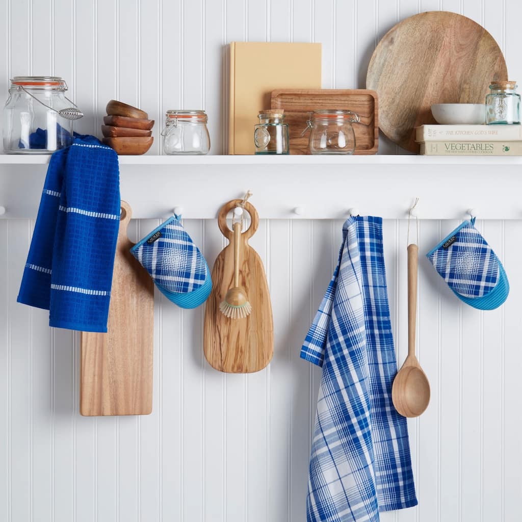 Ralph Lauren Roman Plaid Mini Oven Mitt Set, Aqua, 2 Piece - 5.5"x8"