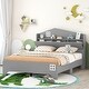 preview thumbnail 19 of 38, House Platform Bed with Storage House shape Headboard, Storage Shelf, Funny Design, Solid Construction Full - Grey