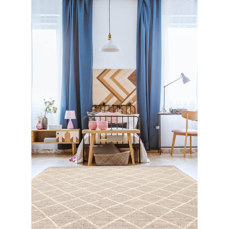 ECARPETGALLERY Braid weave Sienna Grey Wool Rug - 5'0 x 8'3