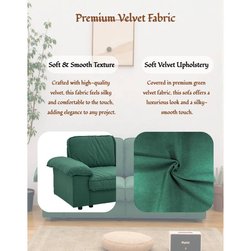 Roomfitters Modern Overstuffed Upholstered Sofa with Hidden Storage and Padded Arms, Comfy Loveseat for Small Space