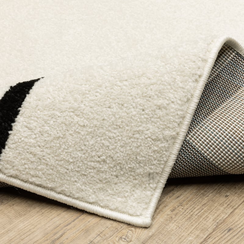 Quartz Mid-Century Modern Ivory/ Black Area Rug