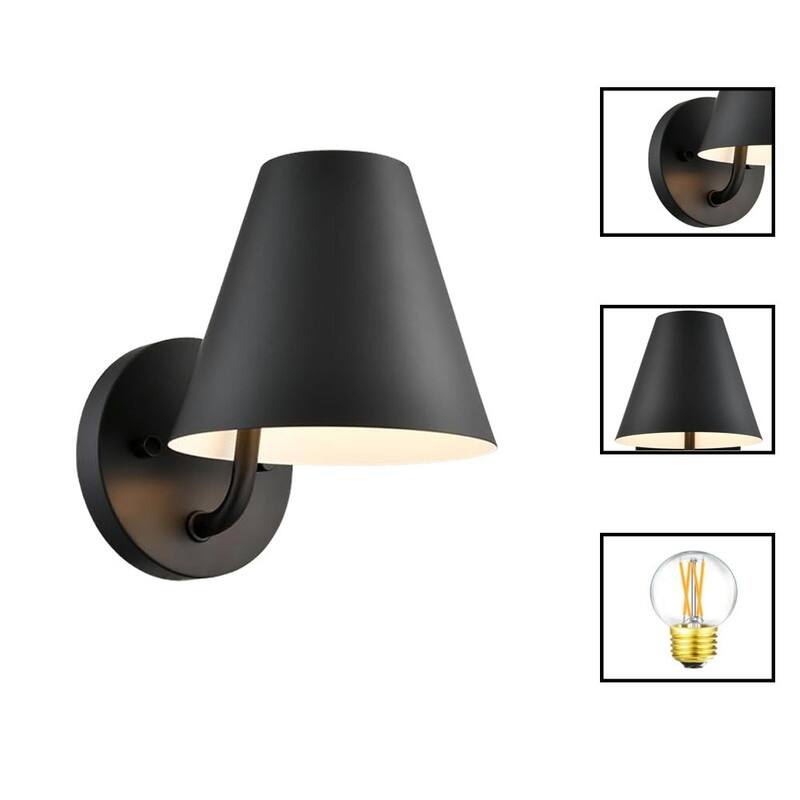 2 Pack bulbs light black light fixture metal wall lights