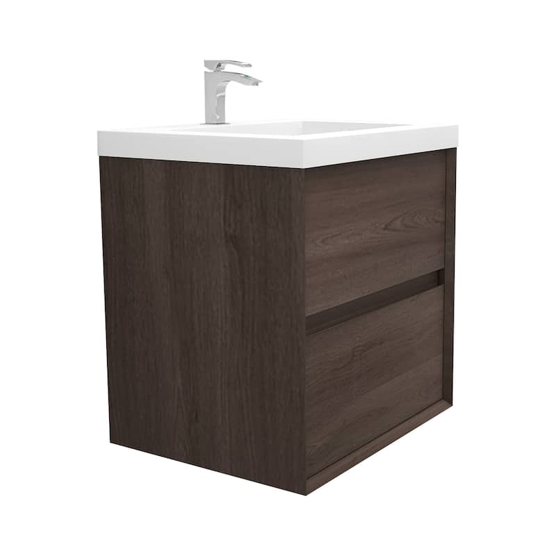 Selina 24" Wall Mounted Vanity with Single Sink - 24 - Matte - Red Oak