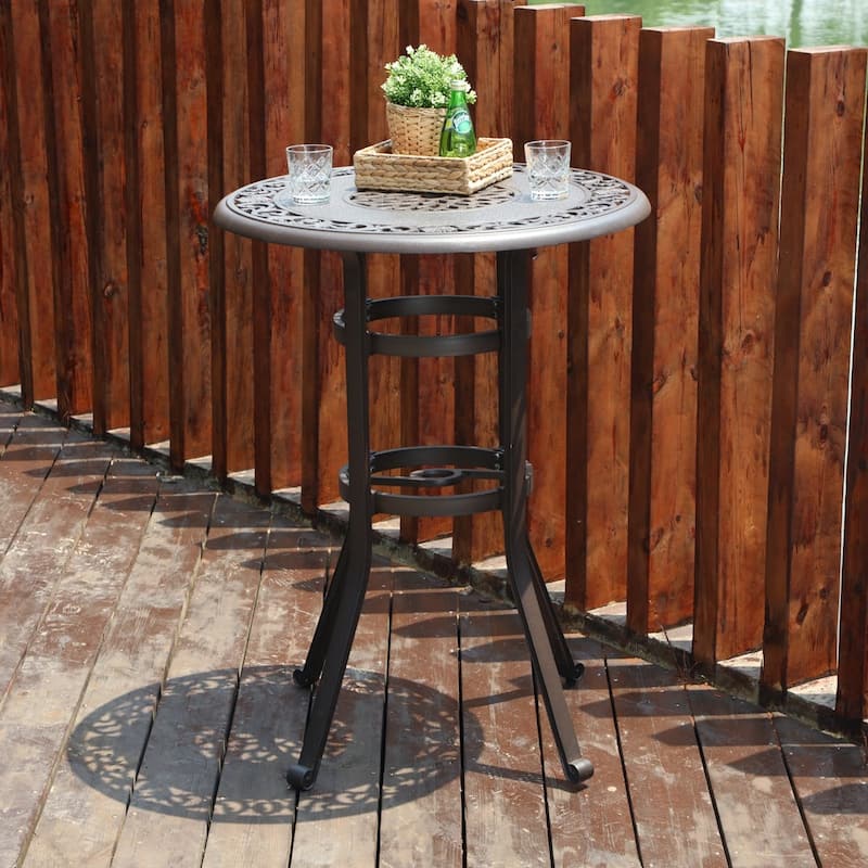 MAISON ARTS 32" Cast Aluminum Patio Bar Table, 41" Height High Top Outdoor Table