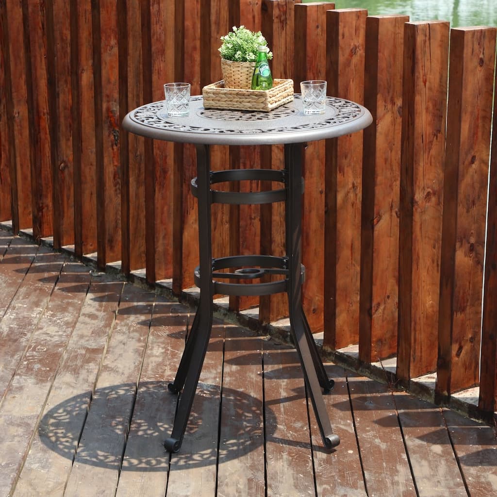 MAISON ARTS 32" Cast Aluminum Patio Bar Table, 41" Height High Top Outdoor Table
