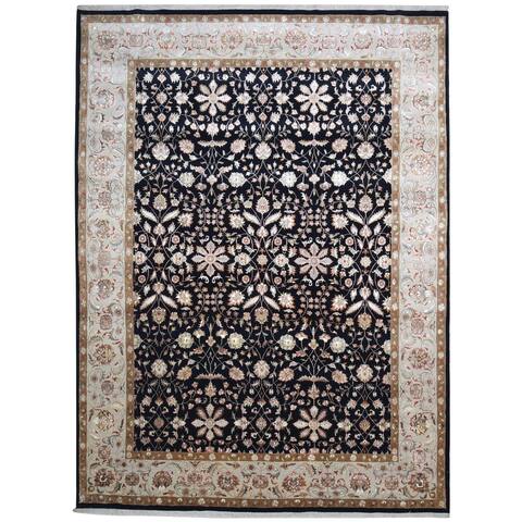 One of a Kind Hand-Knotted Persian 9' x 12' Oriental Wool Black Rug - 9' x 12'