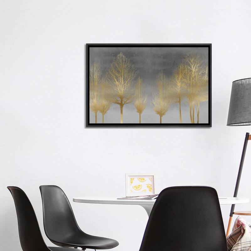 iCanvas "Gold Forest On Gray" by Kate Bennett Framed