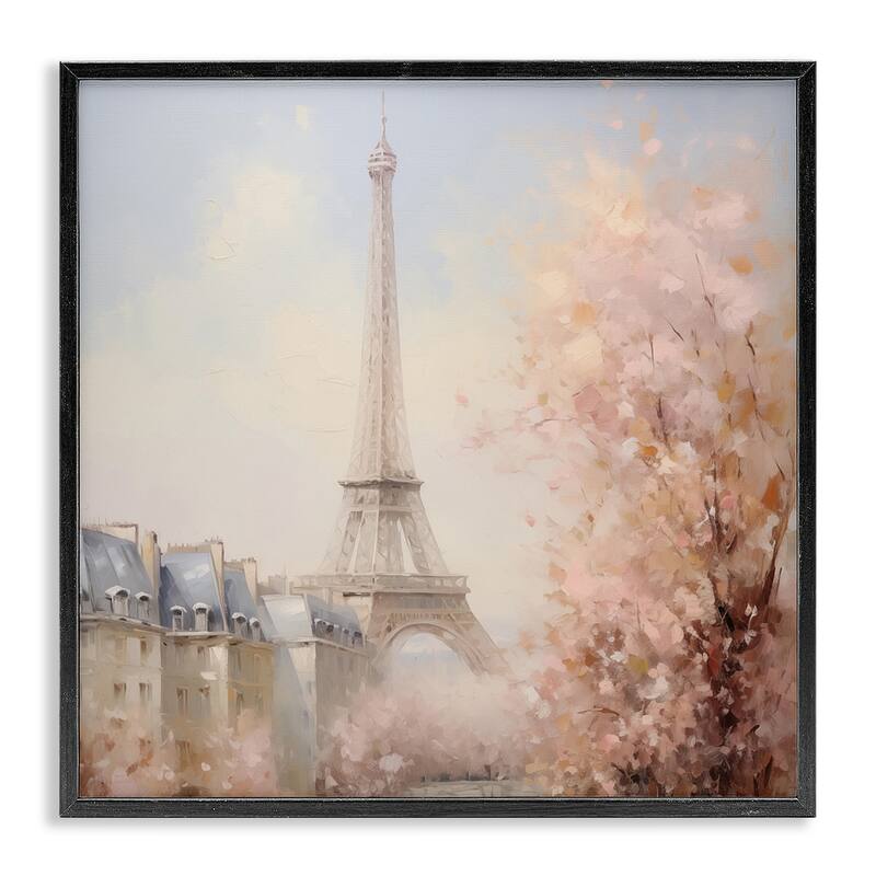Stupell Parisian Eiffel Tower Cityscape Framed Giclee Art Design By Arlington Prints - 17 x 17 - Black