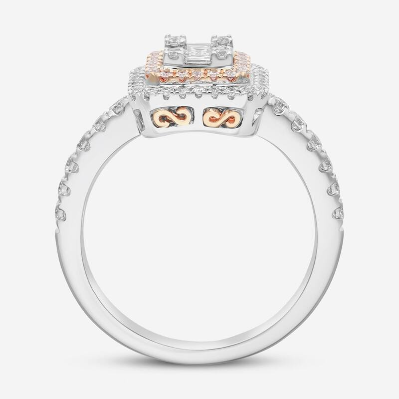 Gregg Ruth 14K Gold, White Diamond and Fancy Pink Diamond Engagement Ring Sz. 6.75