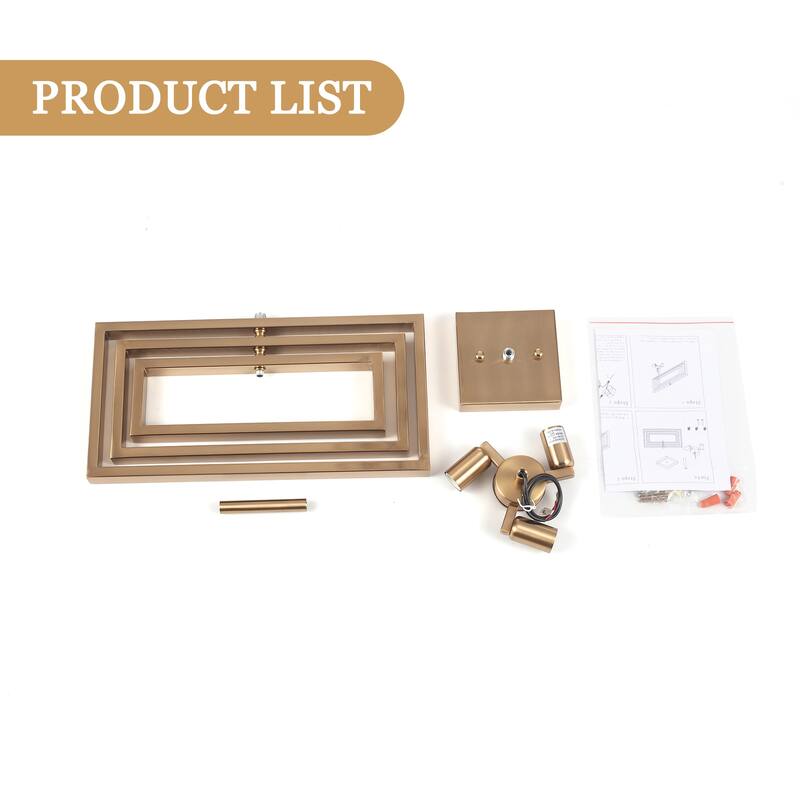 15.8 in. 3-Light Metal Rectangular Semi Flush Mount Ceiling Light Fixture for Kitchen Island