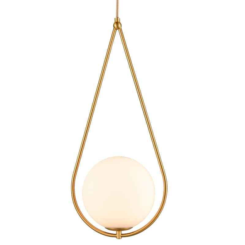 Polignano Single Globe Pendant Light Gold, Rain-Drop Shape, 1-Light - Brass
