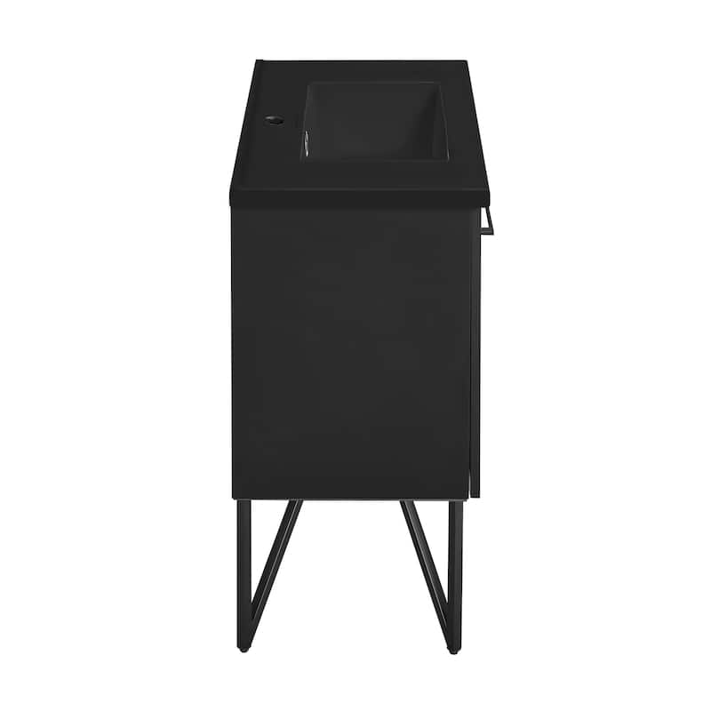 Annecy 36 In. Phantom Black Bathroom Vanity With Black Ceramic Sink Top