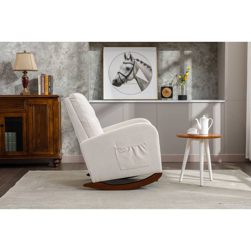 High Back Rocking Chair,Comfortable Rocker Fabric Padded Seat,High Back Armchair