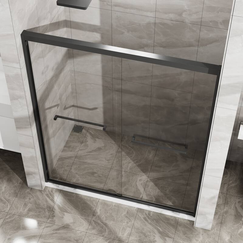 60"W x 72"H Double Sliding Shower Door, Alum Frame Tempered Glass - 60 in. W x 72 in. H