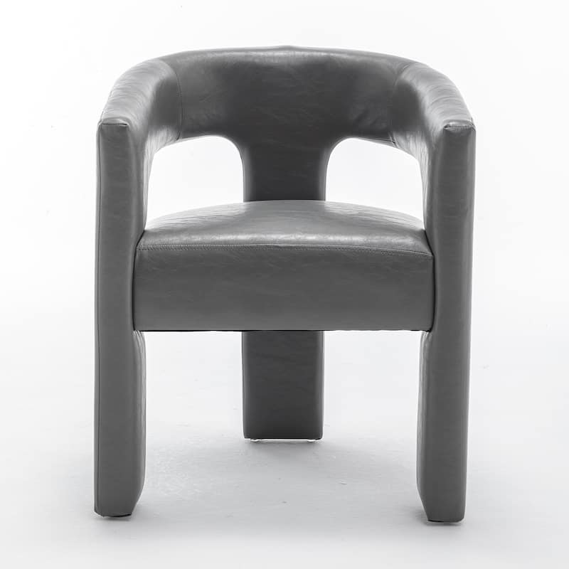 SEYNAR Modern Glam PU Leather Upholstered Dining Chair, Open-Back Accent Chair Set of 2