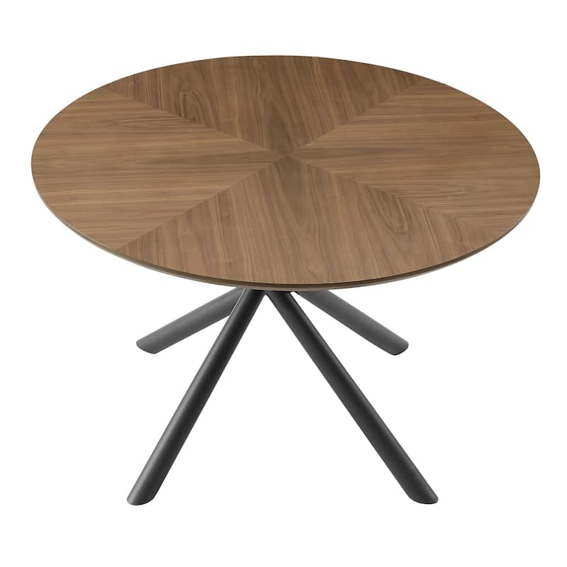 47.25'' Round MDF Coffee Table End Table Short Leisure Tea Table Cross Legs Metal Base, Easy to Assemble