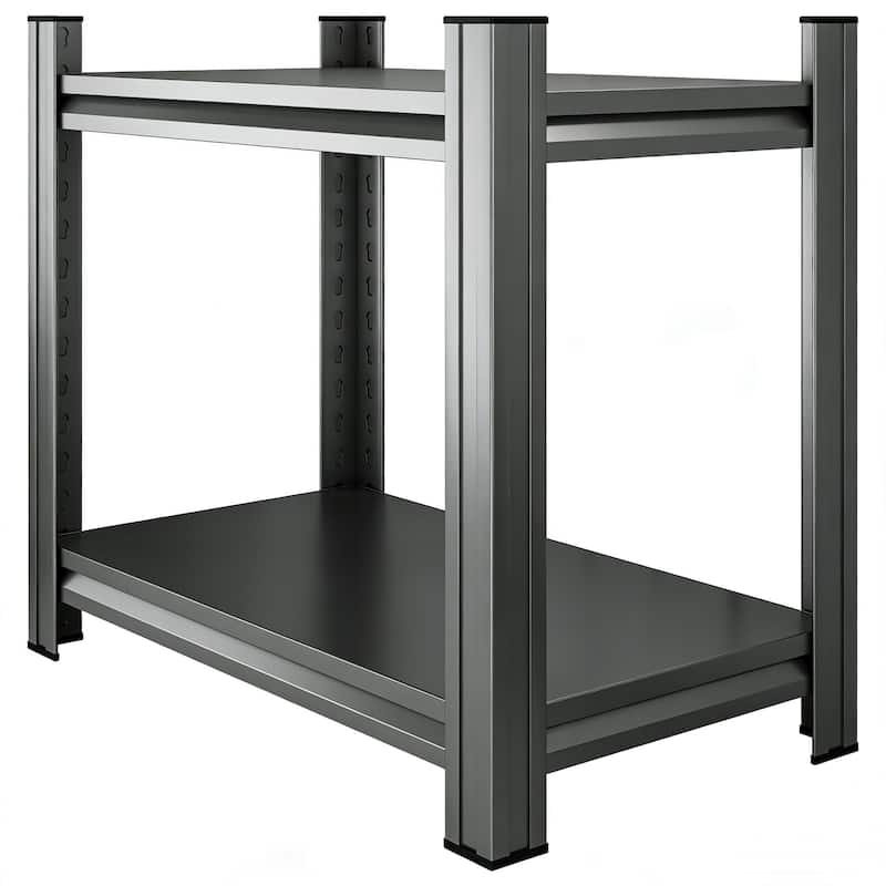 2-Layer Metal Storage Rack, Adjustable Divider Shelf, Office Vertical Storage Rack, Black, Assembly Required