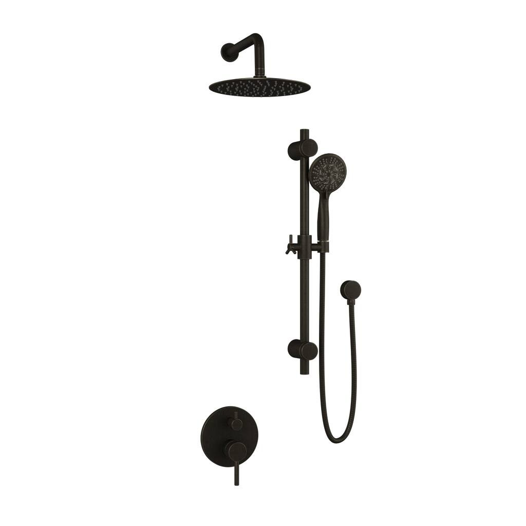 Refuge 10-in Rain Showerhead Combo with Adjustable Handshower Slide Bar and Pressure Balanced Mixing Valve Oil Rubbed Bronze