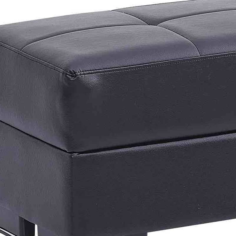 HomeRoots 50" Black and Brown Faux Leather Storage Ottoman