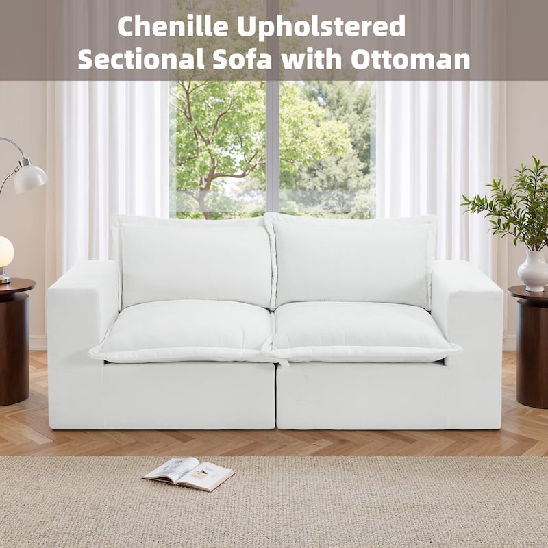 No Assembly Chenille Modular Sectional Sofa Comfy Cloud Couch