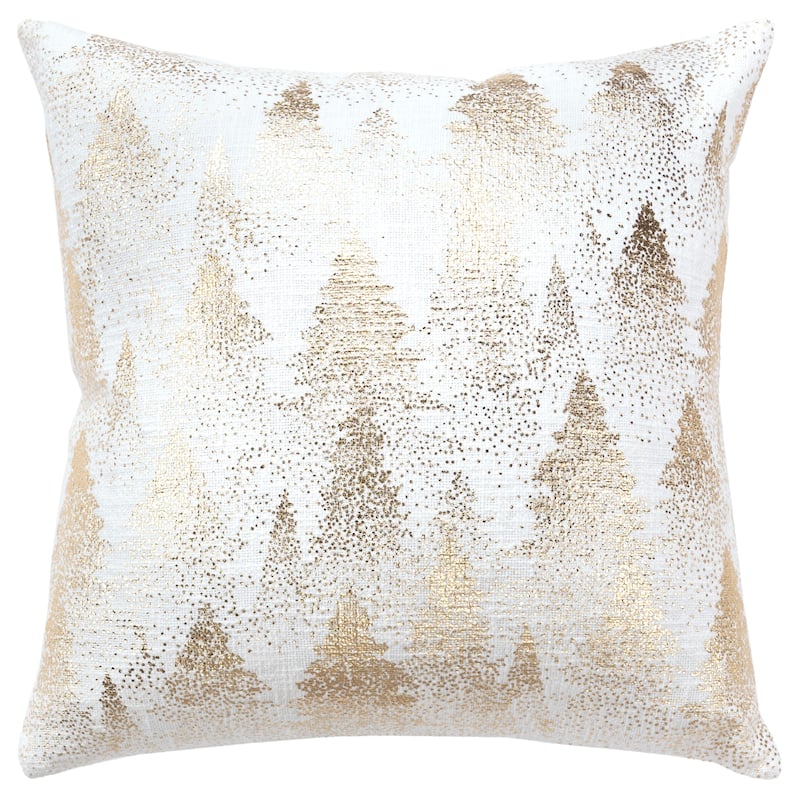 Rizzy Home Ivory/Gold Winter Tree Throw Pillow