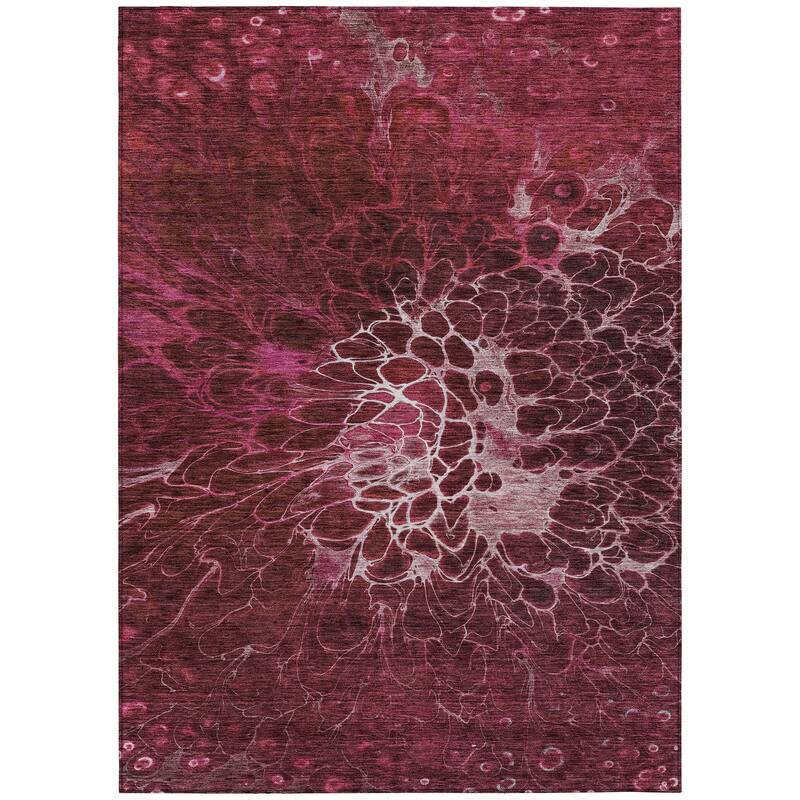 Machine Washable Indoor/ Outdoor Chantille Modern Floral Rug