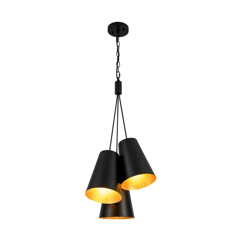 Scandinavian 3-Light Cluster Iron Cone Shade Pendant Chandelier