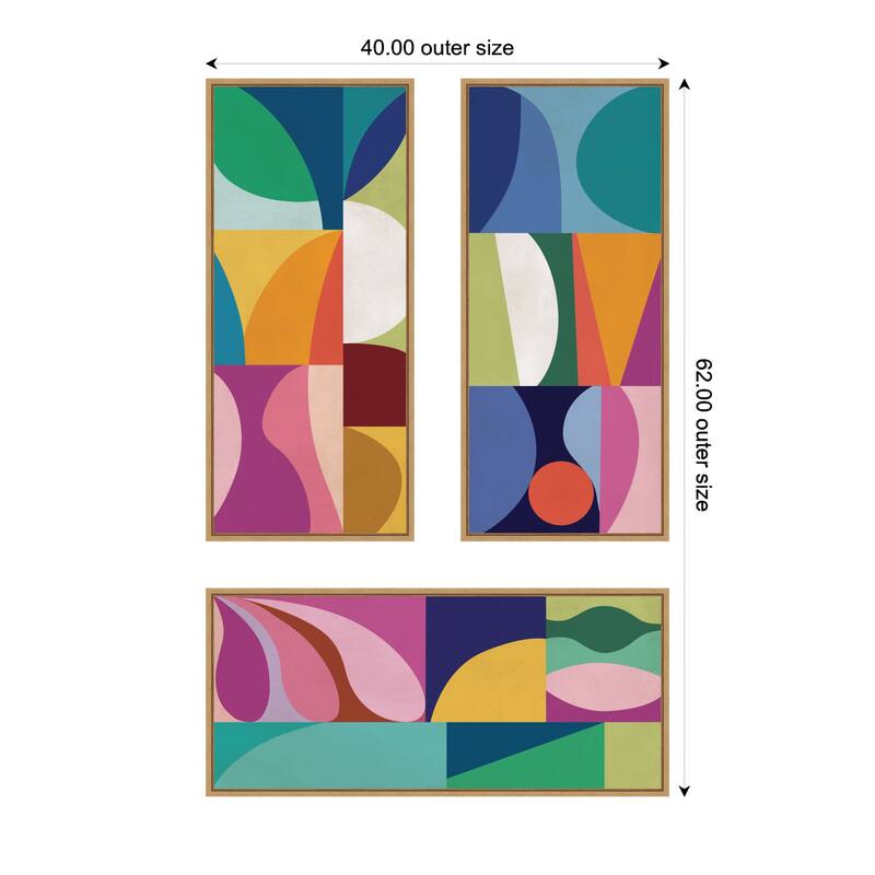 Kate and Laurel Abstract Panels 3 Piece Framed Canvas Wall Art Set by Rachel Lee