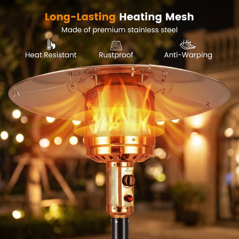 Gymax 50000 BTU Patio Propane Heater w/ Stainless Steel Burner & Safe