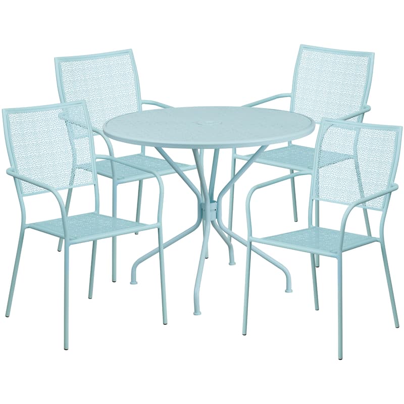 Steel 5-piece 35.25-inch Round Indoor-Outdoor Dining Set