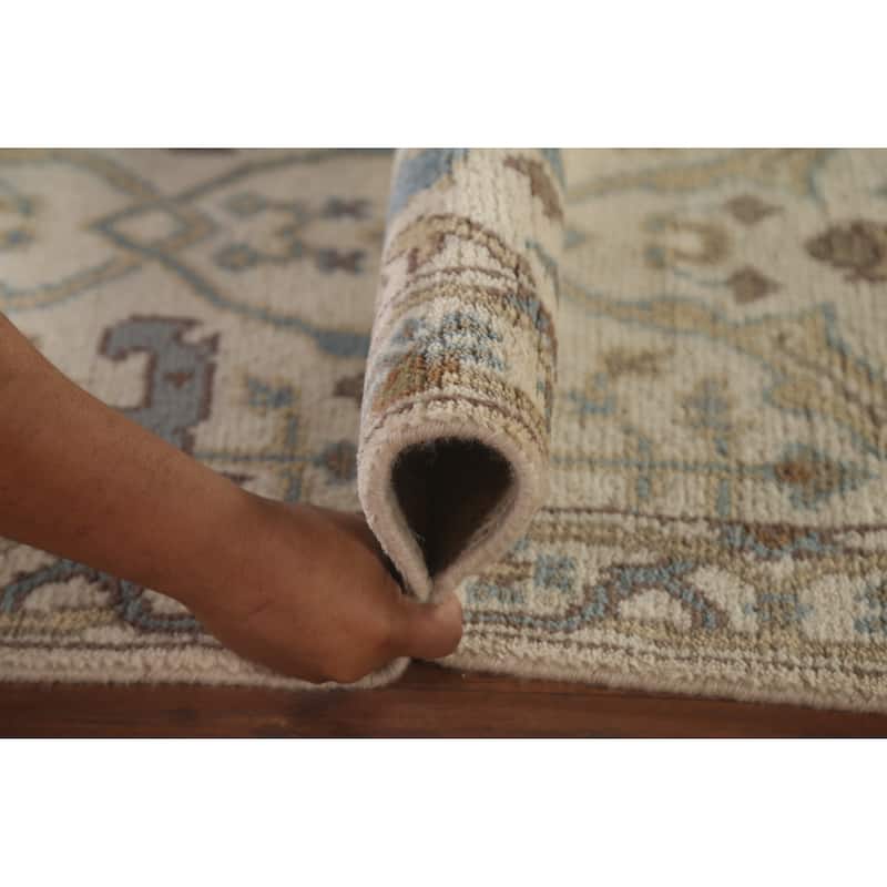 Beige / Ivory Oushak Oriental Runner Rug Handmade Wool Carpet - 2'6"x 11'8"