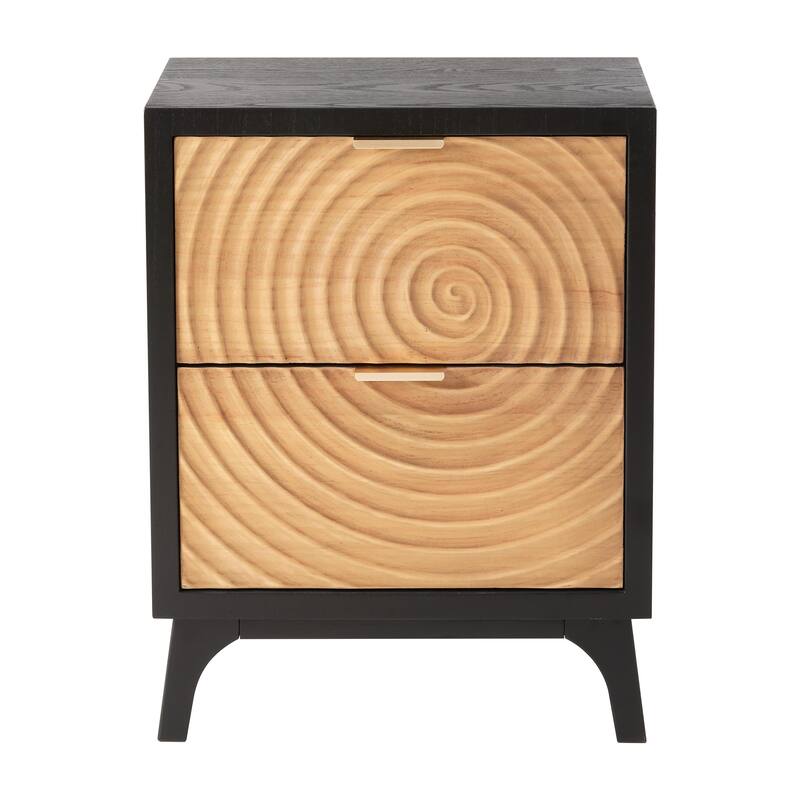 COZAYH Modern Farmhouse Nightstand, Drawer with Handcrafted Wood Ring Motif
