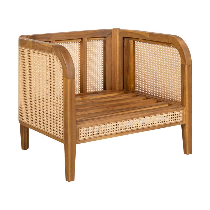 Christopher Knight Home - Isabella Outdoor Patio Acacia Wood Wicker Armchair with Cushions